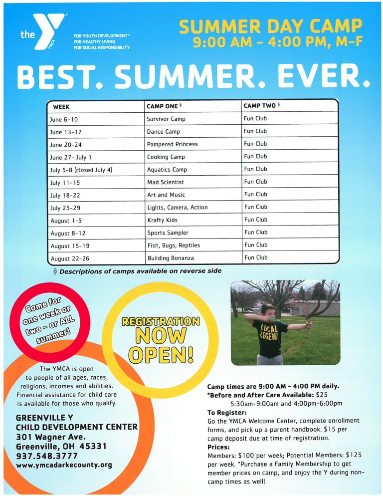 SUMMER DAY CAMPS AT THE YMCA Darke County YMCA